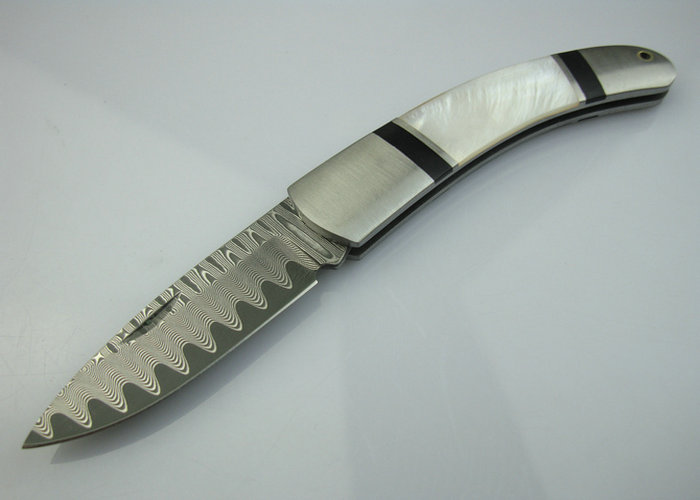 Classic OEM Damascus Steel QQ Pocket Knife Small Gift Knife UDTEK01312 